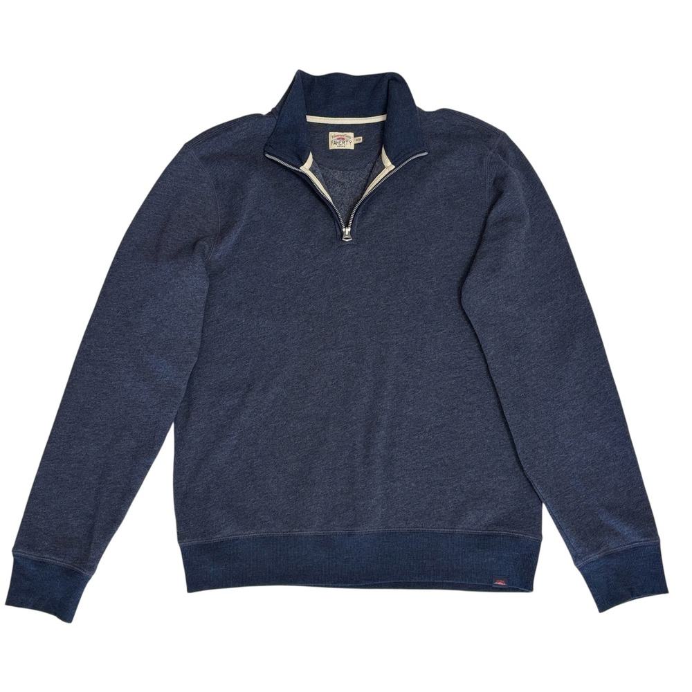 Faherty Men's 1/4 Zip Blue Pullover Sweater Sz‎ M Fleece Inside - Picture 6 of 13
